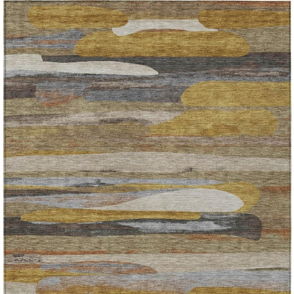 5' X 8' Brown And Charcoal Abstract Washable Indoor Outdoor Area Rug HomeRoots