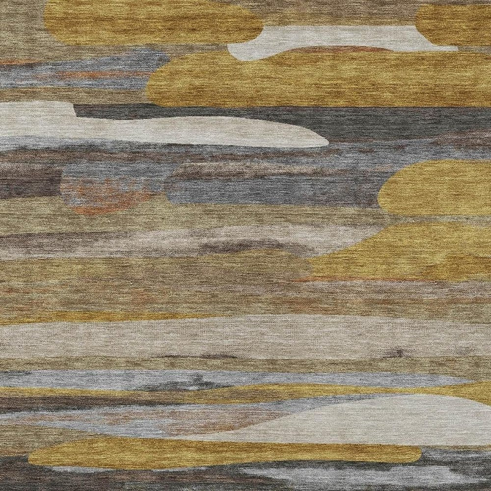 8' X 10' Brown And Charcoal Abstract Washable Indoor Outdoor Area Rug HomeRoots