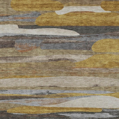 8' X 10' Brown And Charcoal Abstract Washable Indoor Outdoor Area Rug HomeRoots