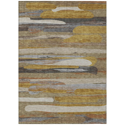 9' X 12' Brown And Charcoal Abstract Washable Indoor Outdoor Area Rug HomeRoots