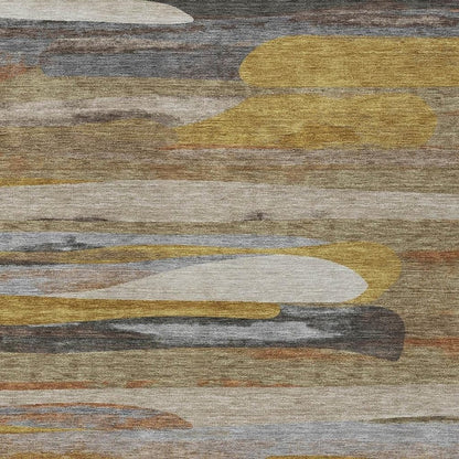 9' X 12' Brown And Charcoal Abstract Washable Indoor Outdoor Area Rug HomeRoots