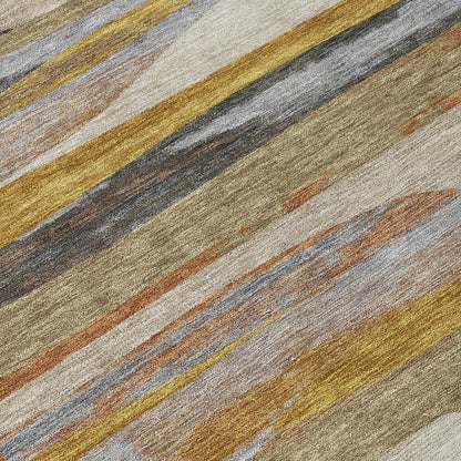 9' X 12' Brown And Charcoal Abstract Washable Indoor Outdoor Area Rug HomeRoots