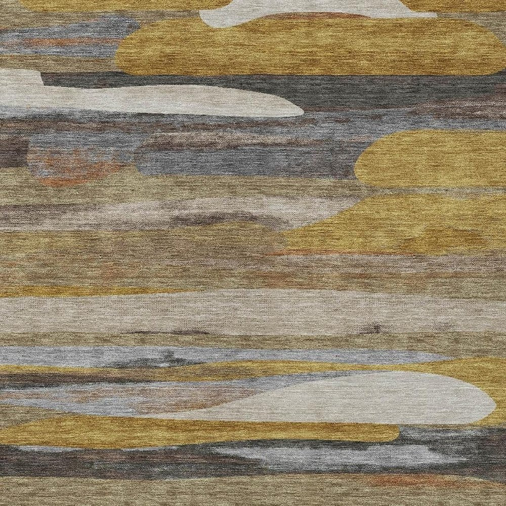 10' X 14' Brown And Charcoal Abstract Washable Indoor Outdoor Area Rug HomeRoots
