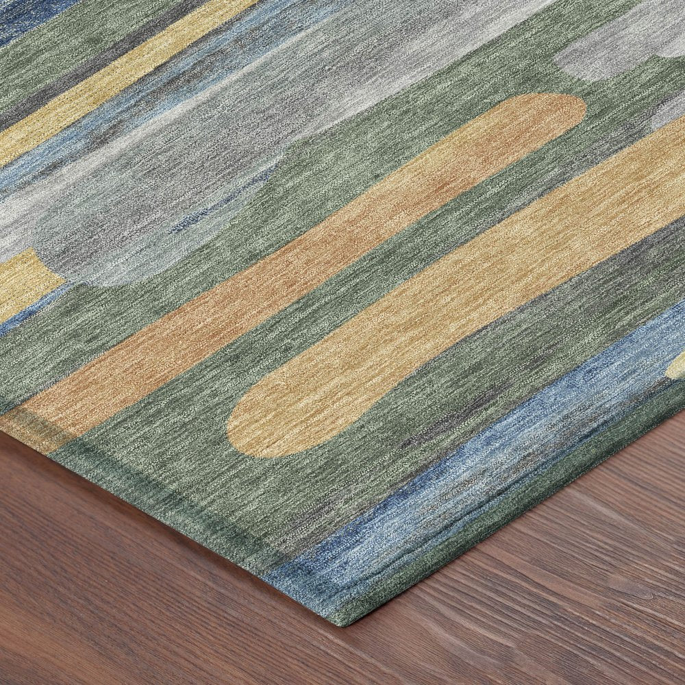 8' X 10' Green And Gold Abstract Washable Indoor Outdoor Area Rug HomeRoots