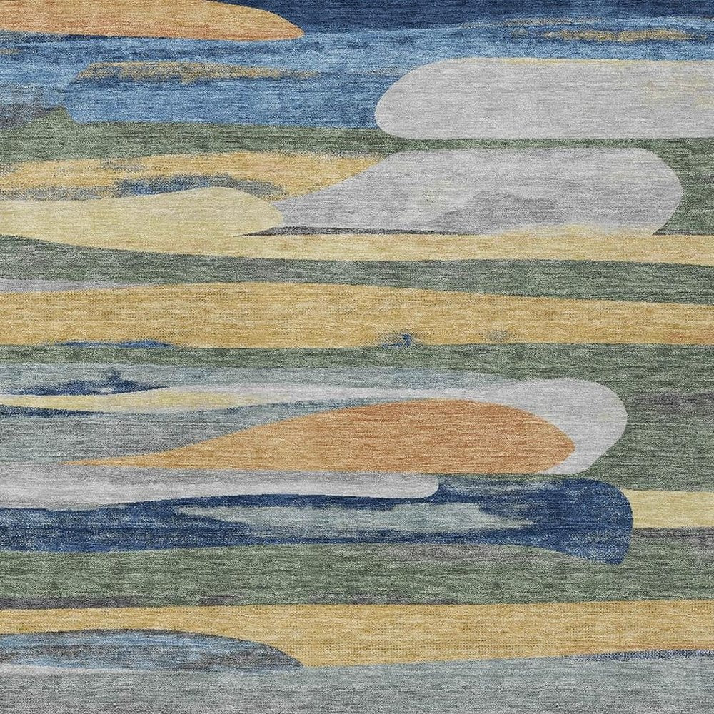8' X 10' Green And Gold Abstract Washable Indoor Outdoor Area Rug HomeRoots