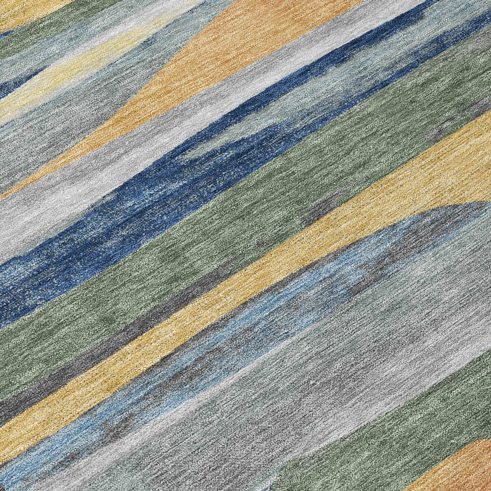 9' X 12' Green And Gold Abstract Washable Indoor Outdoor Area Rug HomeRoots