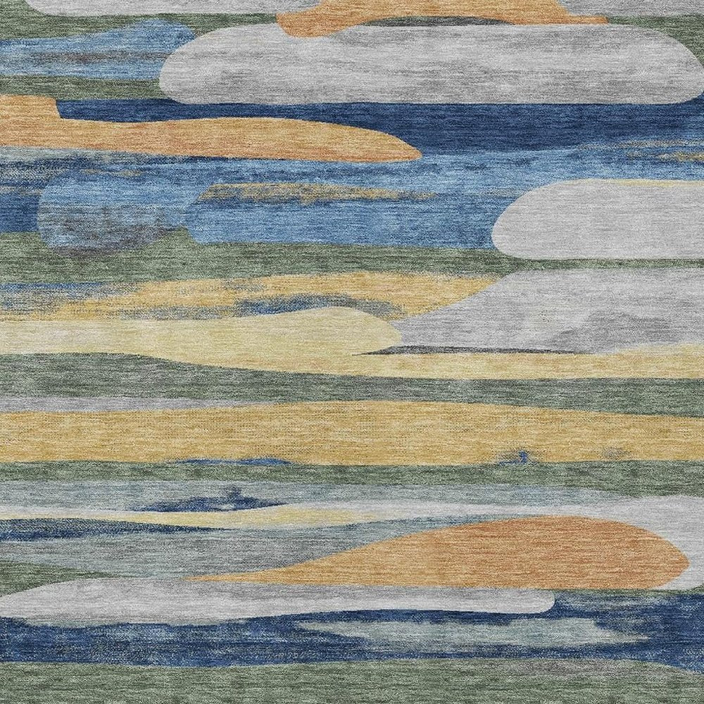 10' X 14' Green And Gold Abstract Washable Indoor Outdoor Area Rug HomeRoots