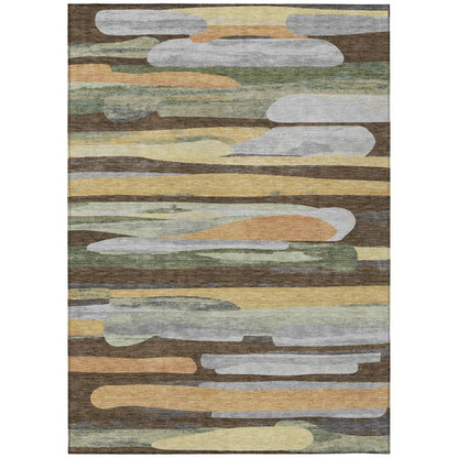 3' X 5' Chocolate And Green Abstract Washable Indoor Outdoor Area Rug HomeRoots