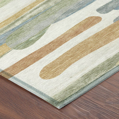 3' X 5' Ivory And Blue Abstract Washable Indoor Outdoor Area Rug HomeRoots