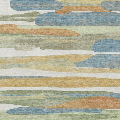 8' X 10' Ivory And Blue Abstract Washable Indoor Outdoor Area Rug HomeRoots