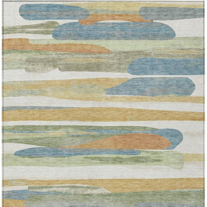 8' X 10' Ivory And Blue Abstract Washable Indoor Outdoor Area Rug HomeRoots