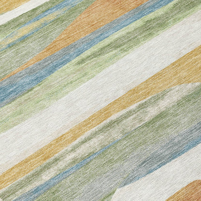 9' X 12' Ivory And Blue Abstract Washable Indoor Outdoor Area Rug HomeRoots