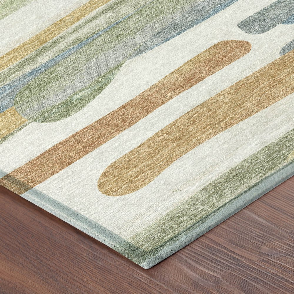 10' X 14' Ivory And Blue Abstract Washable Indoor Outdoor Area Rug HomeRoots