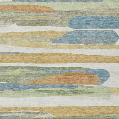 10' X 14' Ivory And Blue Abstract Washable Indoor Outdoor Area Rug HomeRoots