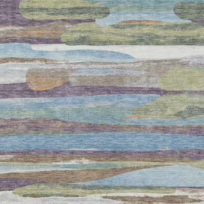 3' X 5' Purple And Green Abstract Washable Indoor Outdoor Area Rug HomeRoots