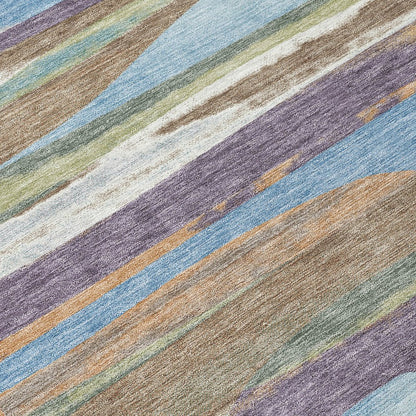 3' X 5' Purple And Green Abstract Washable Indoor Outdoor Area Rug HomeRoots