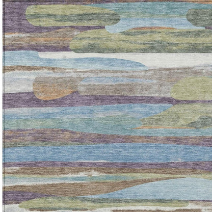 8' X 10' Purple And Green Abstract Washable Indoor Outdoor Area Rug HomeRoots