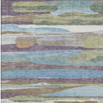 9' X 12' Purple And Green Abstract Washable Indoor Outdoor Area Rug HomeRoots