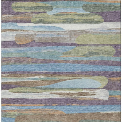 9' X 12' Purple And Green Abstract Washable Indoor Outdoor Area Rug HomeRoots