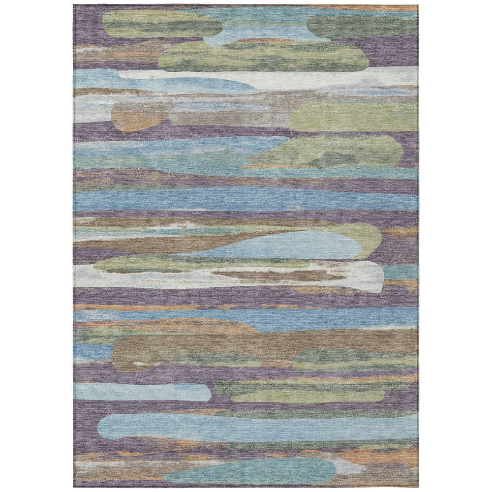 10' X 14' Purple And Green Abstract Washable Indoor Outdoor Area Rug HomeRoots