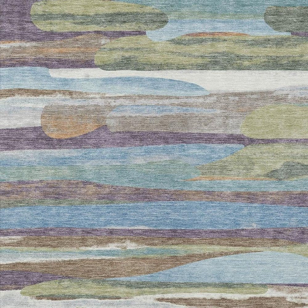 10' X 14' Purple And Green Abstract Washable Indoor Outdoor Area Rug HomeRoots