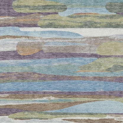 10' X 14' Purple And Green Abstract Washable Indoor Outdoor Area Rug HomeRoots