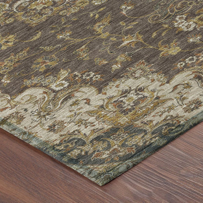 8' Chocolate And Brown Round Floral Medallion Washable Indoor Outdoor Area Rug HomeRoots