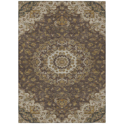 9' X 12' Chocolate And Brown Floral Medallion Washable Indoor Outdoor Area Rug HomeRoots