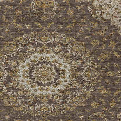 9' X 12' Chocolate And Brown Floral Medallion Washable Indoor Outdoor Area Rug HomeRoots