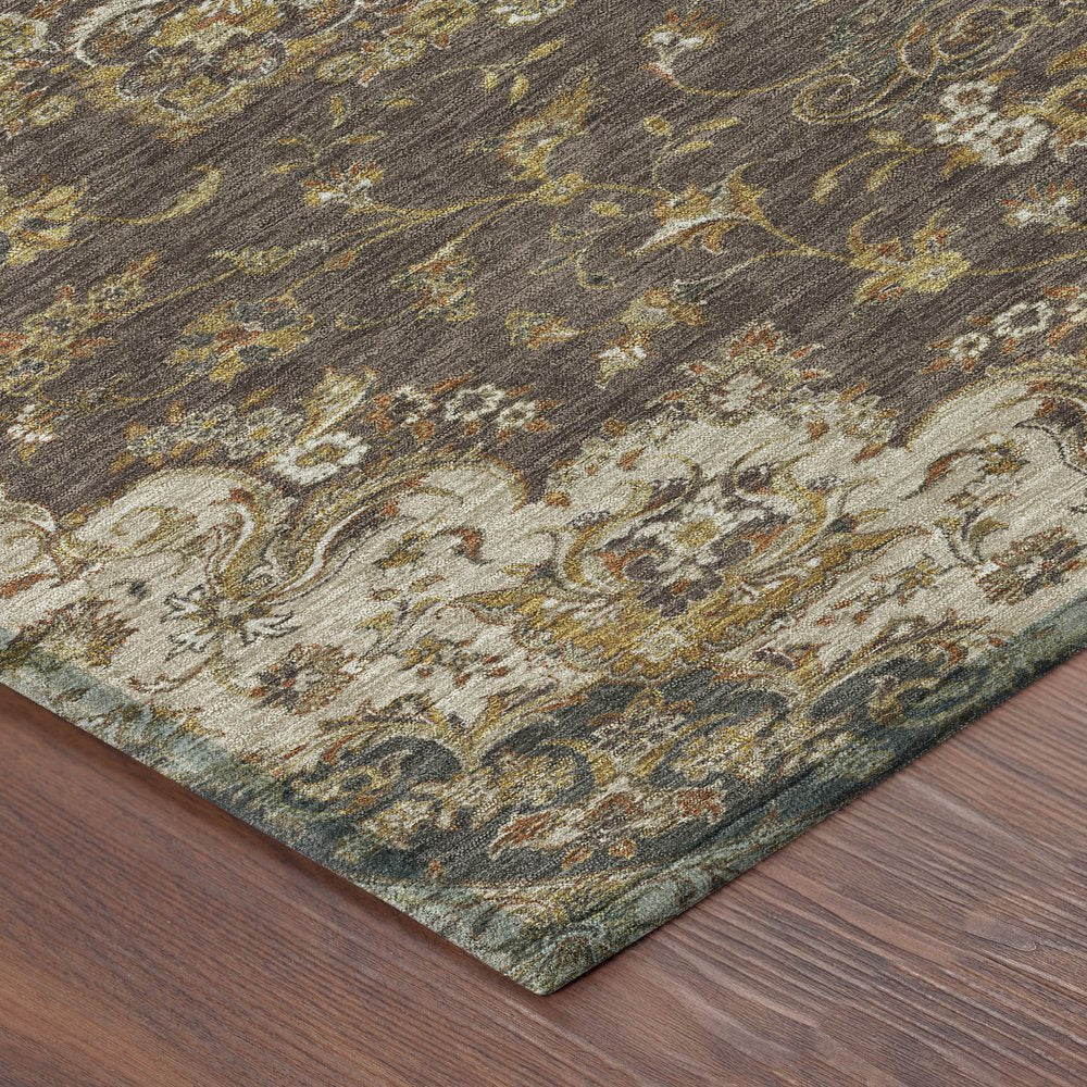 10' X 14' Chocolate And Brown Floral Medallion Washable Indoor Outdoor Area Rug HomeRoots