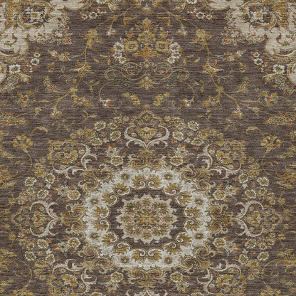 10' X 14' Chocolate And Brown Floral Medallion Washable Indoor Outdoor Area Rug HomeRoots