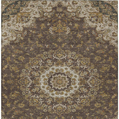 10' X 14' Chocolate And Brown Floral Medallion Washable Indoor Outdoor Area Rug HomeRoots