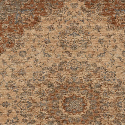5' X 8' Copper And Orange Floral Medallion Washable Indoor Outdoor Area Rug HomeRoots