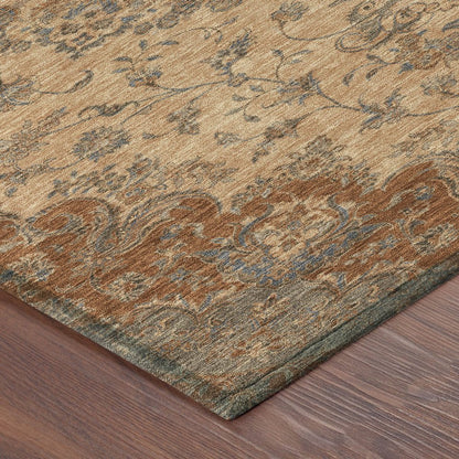 10' X 14' Copper And Orange Floral Medallion Washable Indoor Outdoor Area Rug HomeRoots