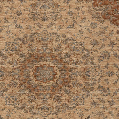 10' X 14' Copper And Orange Floral Medallion Washable Indoor Outdoor Area Rug HomeRoots