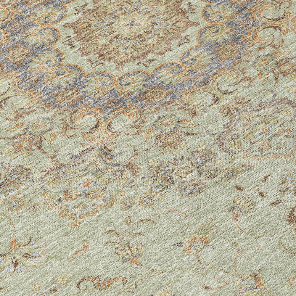 3' X 5' Sage And Brown Floral Medallion Washable Indoor Outdoor Area Rug HomeRoots