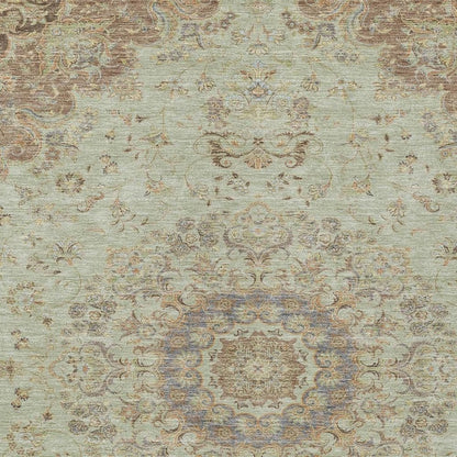 8' X 10' Sage And Brown Floral Medallion Washable Indoor Outdoor Area Rug HomeRoots