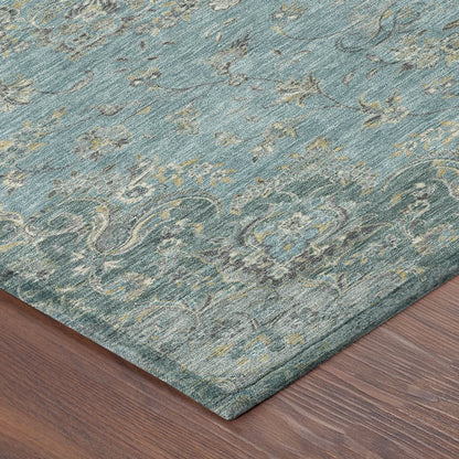 3' X 5' Teal Blue And Turquoise Floral Medallion Washable Indoor Outdoor Area Rug HomeRoots
