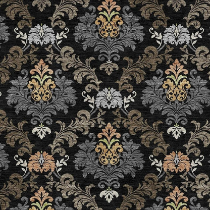 8' X 10' Black And Charcoal Damask Washable Indoor Outdoor Area Rug HomeRoots