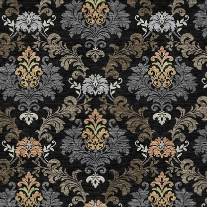 10' X 14' Black And Charcoal Damask Washable Indoor Outdoor Area Rug HomeRoots
