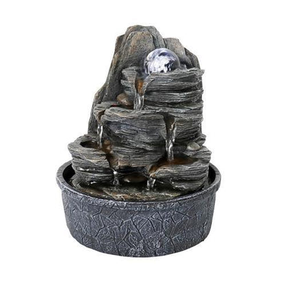 9.8inches Indoor Tabletop Fountain Cascading Fountain with Led Light & Crystal Ball - FurniFindUSA