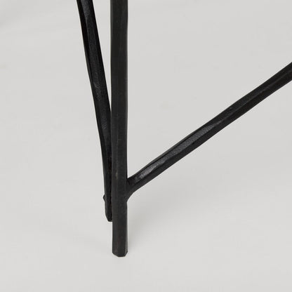 59" White and Black Genuine Marble and Metal Console Table HomeRoots