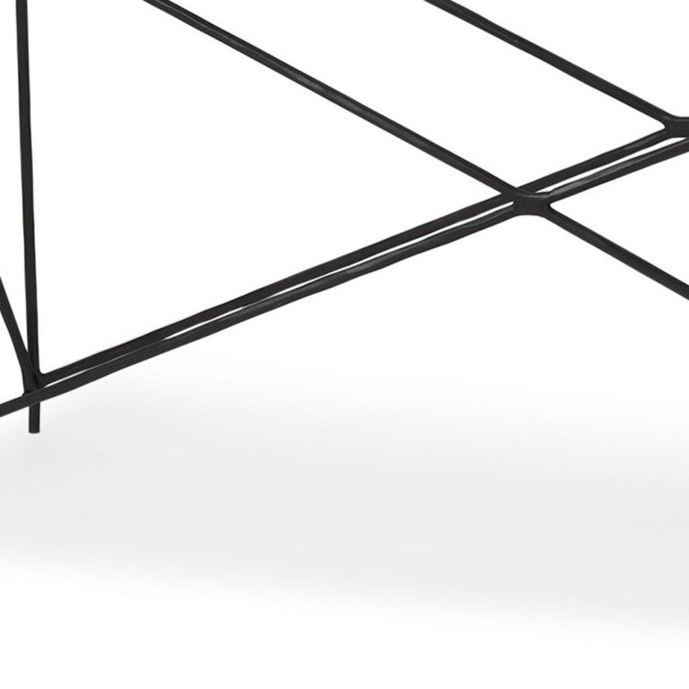 59" White and Black Genuine Marble and Metal Console Table — view 6