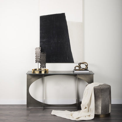 60" Black and Nickel Genuine Marble and Metal Frame Console Table HomeRoots