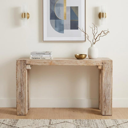 55" Beige Reclaimed Wood Console Table