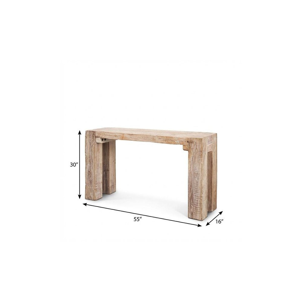 55" Beige Reclaimed Wood Console Table HomeRoots