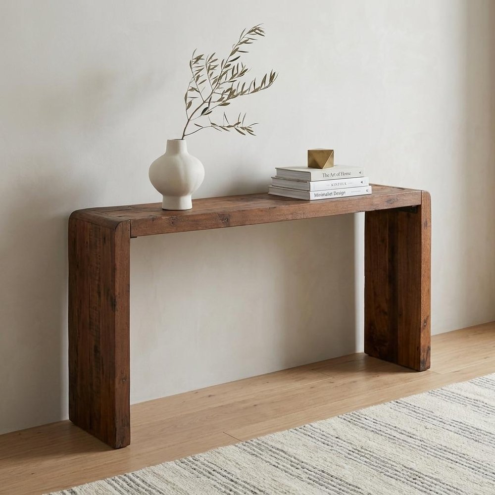 60" Brown Reclaimed Wood Frame Console Table — view 10