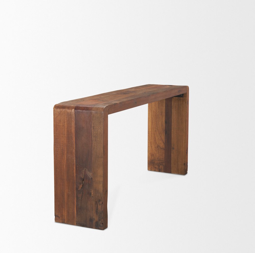 60" Brown Reclaimed Wood Frame Console Table — view 4