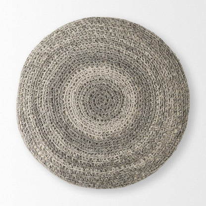 30" Dark Gray and Brown Wool Round Footstool HomeRoots