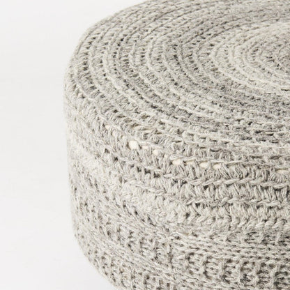 30" Dark Gray and Brown Wool Round Footstool HomeRoots